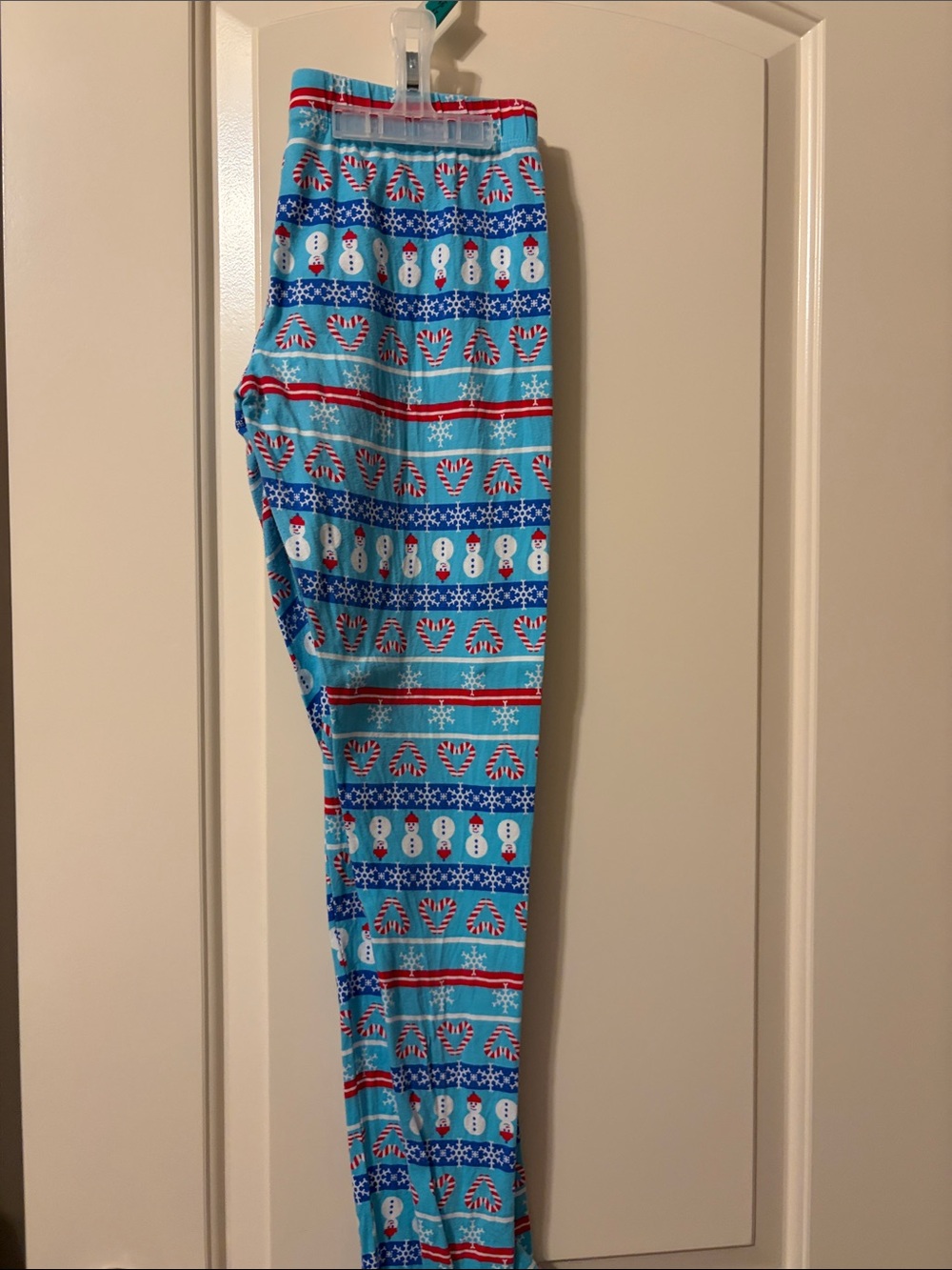 Juniors Aqua Holiday Snowman Print Leggings